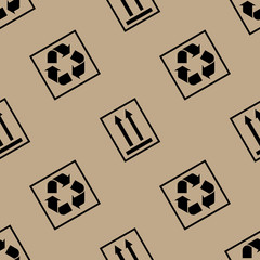 Packaging paper pattern with packaging symbols. Background for shipping or delivering concept.