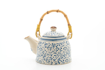 vintage Chinese tea set on white background