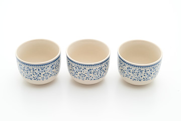 vintage Chinese tea set on white background