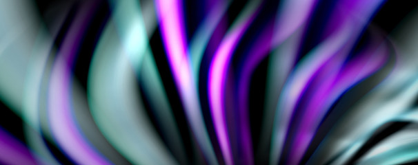 Fluid color rainbow style wave abstract background, techno modern design on black