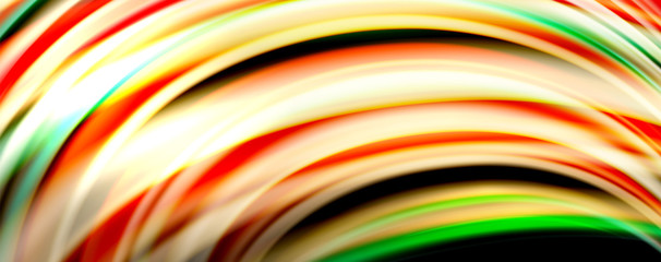 Fluid color rainbow style wave abstract background, techno modern design on black