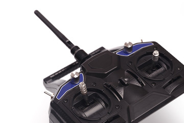 remote control with joysticks and antenna  isolated on white background