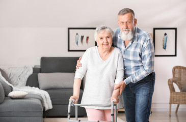 Fototapeta premium Portrait of elderly couple in nursing home