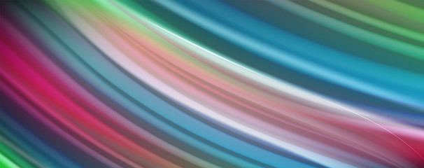 Abstract wave lines fluid rainbow style color stripes on black background. Artistic illustration for presentation, app wallpaper, banner or poster