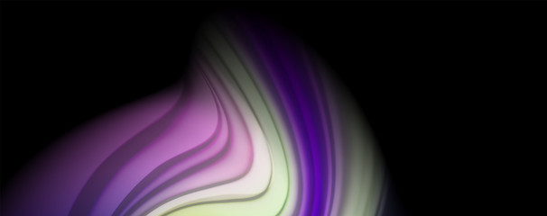 Fluid liquid color wave lines, glowing colorful light effect, abstract composition template. Geometric technology abstract pattern. Movement concept