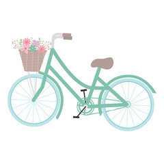 Fototapeta na wymiar retro bicycle with basket and floral decoration
