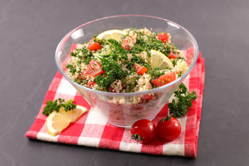 tabbouleh with semolina, tomato, lemon and parsley