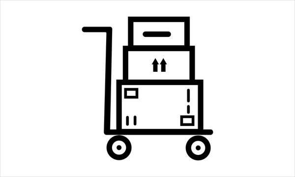 Packages delivery trolley vector icon