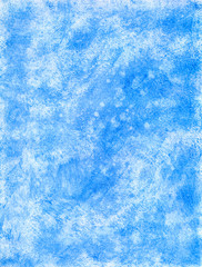 Abstract Textural Winter Blue Hand-Drawn Watercolor Background.