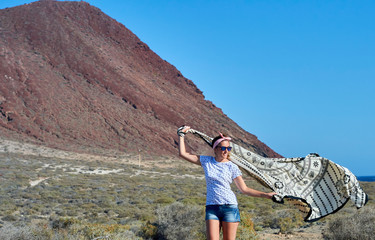Naklejka premium Woman on the beach