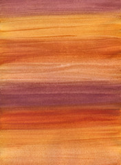 Abstract Bright Striped Hand-Drawn Watercolor Brown, Orange and Yellow, Background.