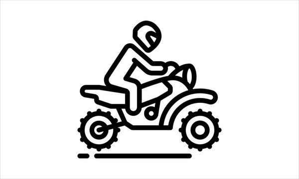  Motorcyclist riding motorbike  outline vector image