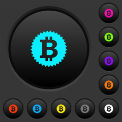 Bitcoin sticker dark push buttons with color icons