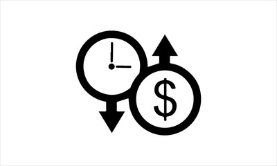 Time is money, investment return, fast loan, easy money, cash back concept, stock market, time management, interest rate, revenue increase, long term finance plan, instant payment, vector line icon