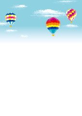 気球と青空　背景イラスト