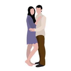 isolated in a flat style, guy and girl are hugging