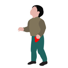 vector, isolated in flat style, boy, with a heart