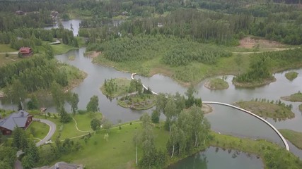 Amatciems lake Aerial drone top view 4K UHD video Latvia 