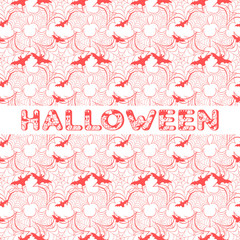 Halloween vector seamless pattern with web and bat