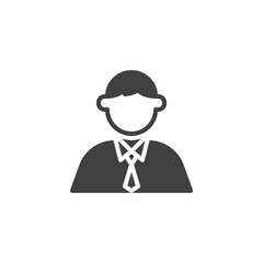 Businessman vector icon. Man in business suit filled flat sign for mobile concept and web design. Manager avatar glyph icon. Symbol, logo illustration. Vector graphics