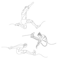 Continuous one line long jumper set. Summer Olympic Games. Vector