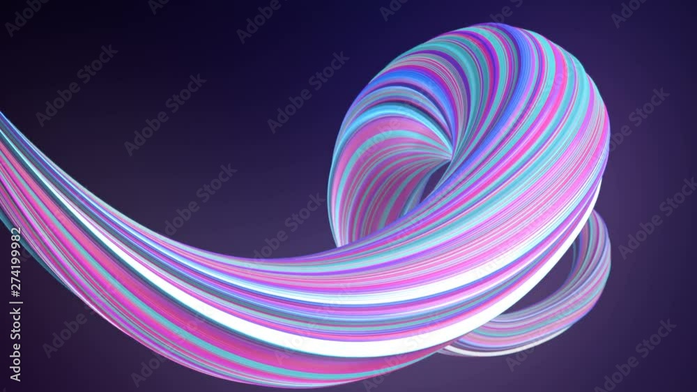 Leinwandbilder Violet and pink colored twisted shape motion graphics background. Computer generated abstract geometric 3D render loop animation. 4K, Ultra HD resolution.