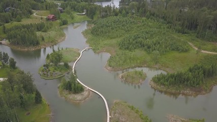 Amatciems lake Aerial drone top view 4K UHD video Latvia 