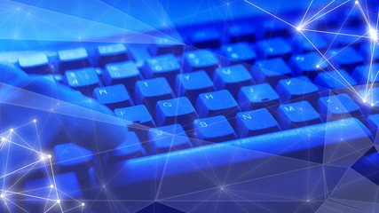 Obraz premium Science tech abstract concept, random dots and lines connected