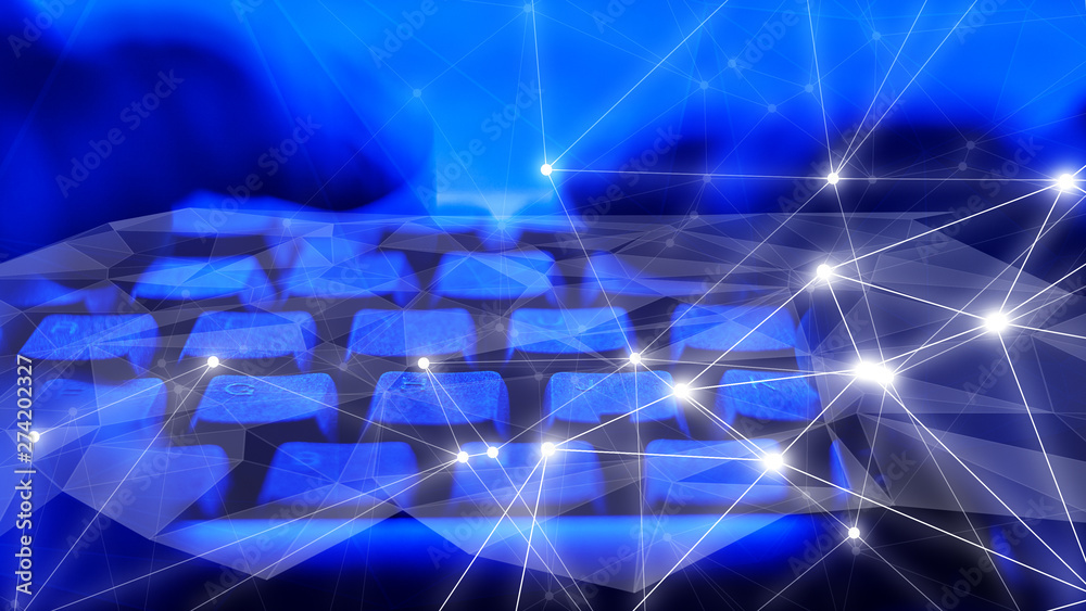 Wall mural computers software coding concept, dark blue sci fi backgrounds