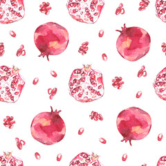 Watercolor summer fruit pattern pomegranate, summer tropical print for the textile fabric und wallpaper