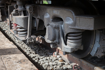 closeup wheel break and suspension system