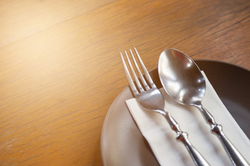 fork and spoon on plate