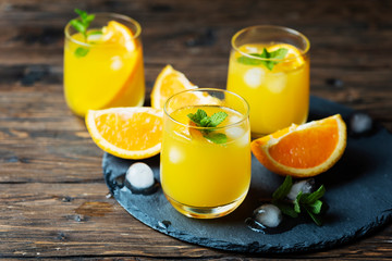 Fresh summer cocktail with orange and mint