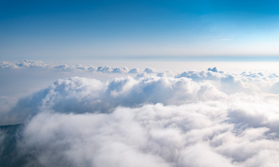 The sea of clouds under the blue sky and white clouds, Emei mountain, Sichuan province, China