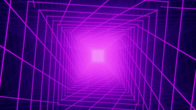 4K Neon Purple Grids Tunnel