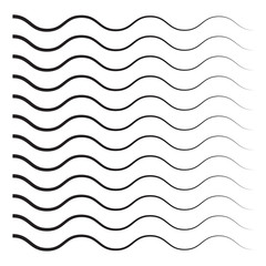 Black wavy line pattern vector. Waves outline icon. Wave thin line symbol