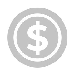 Obraz premium Dollar coin icon. Gray isolated image. USD sign.