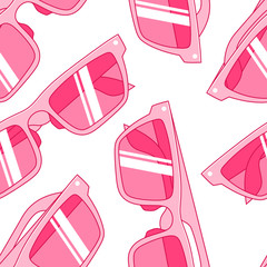 Seamless pattern of modern fashionable pink sunglasses