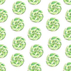 illustration of watercolor pattern green caramel on white background