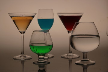 set of glasses on white background
