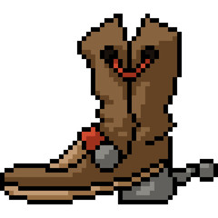 Fototapeta premium vector pixel art cowboy boot