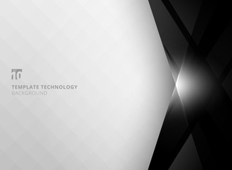 Abstract technology geometric black color shiny and lighting motion on white background. Template for brochure, print, ad, magazine, poster, website, magazine, leaflet, annual report.