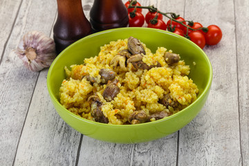 Rice with Chicken hearts