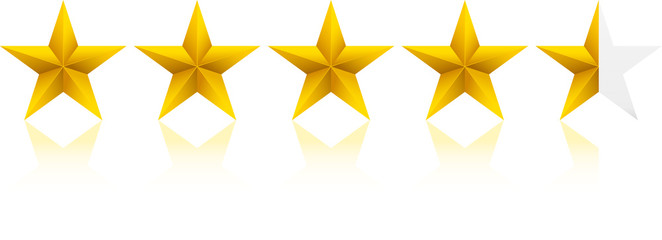 Rating system. Five stars rating system with hand. Simple and clean.