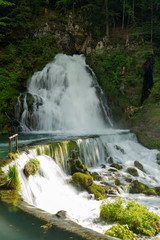 Obraz premium idyllic waterfall surrounded by green forest landscape