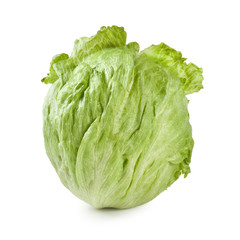 Fototapeta premium Lettuce Iceberg Crisphead, Iceberg, Lactuca sativa, isolated on white background