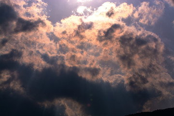 Burning clouds in the sky.