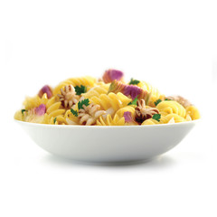 fusilli carciofi e polpi moscardini isolated