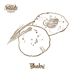 Bhakri bread vector drawing - obrazy, fototapety, plakaty