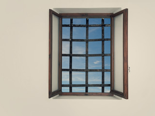 Generic open window. Wood frame.